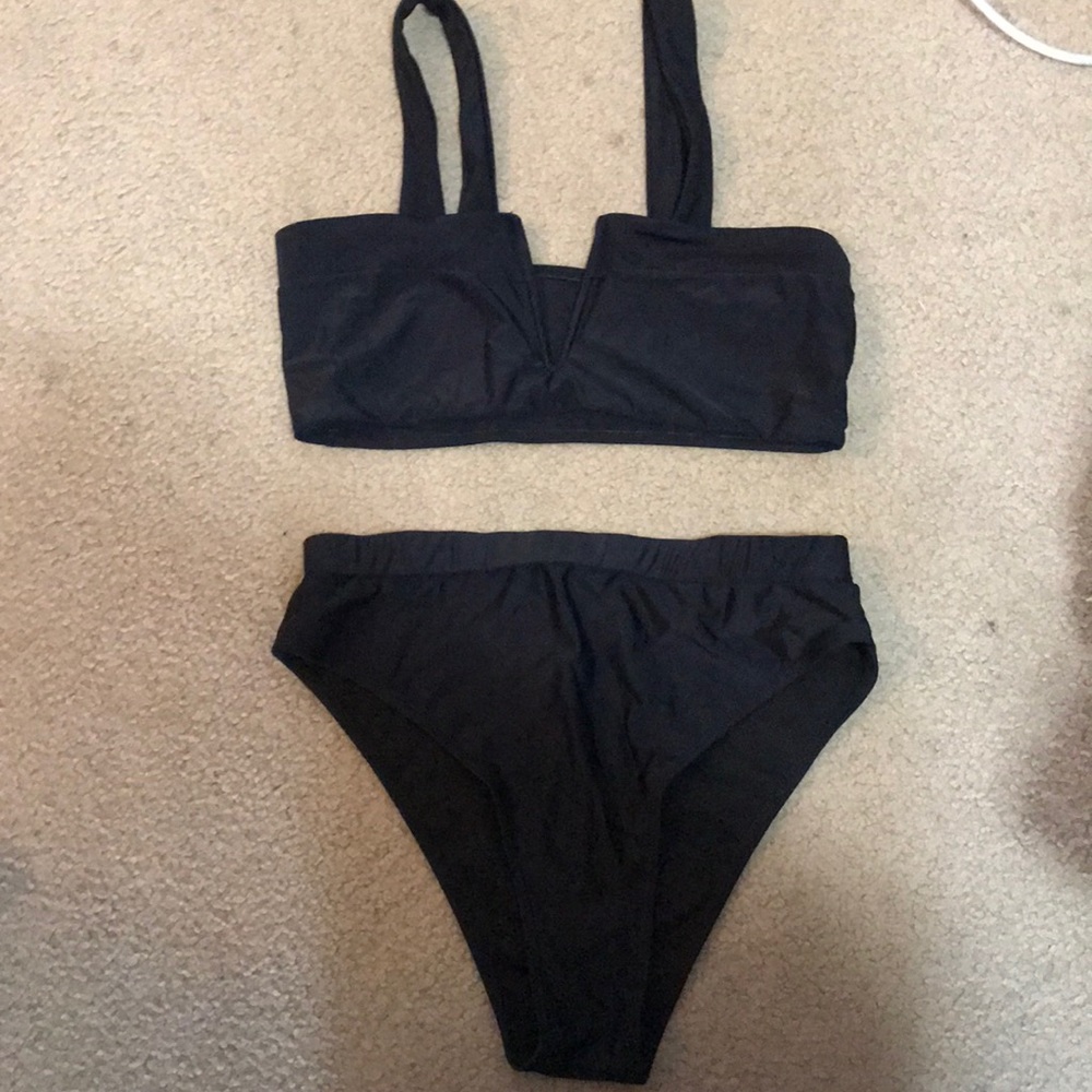 high waisted black bikini